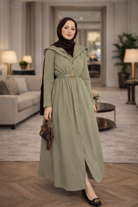 Double Zip Belted Designer Dress