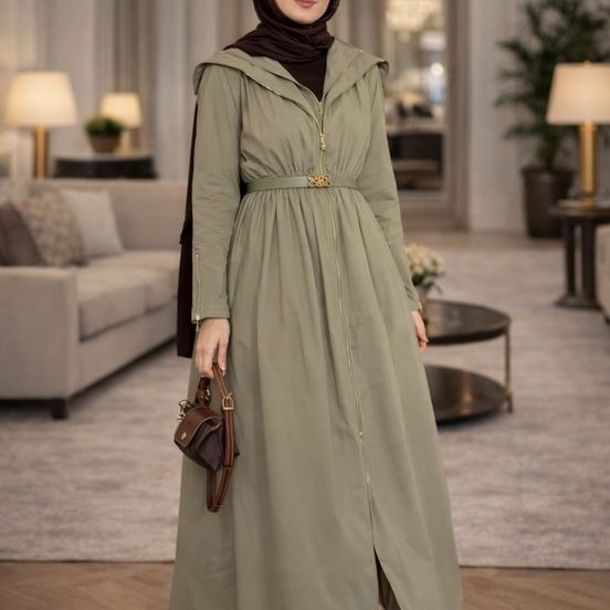 Double Zip Belted Designer Dress