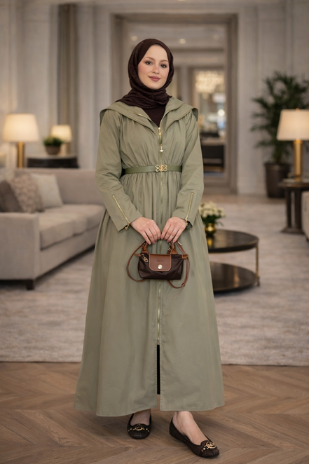 Double Zip Belted Designer Dress