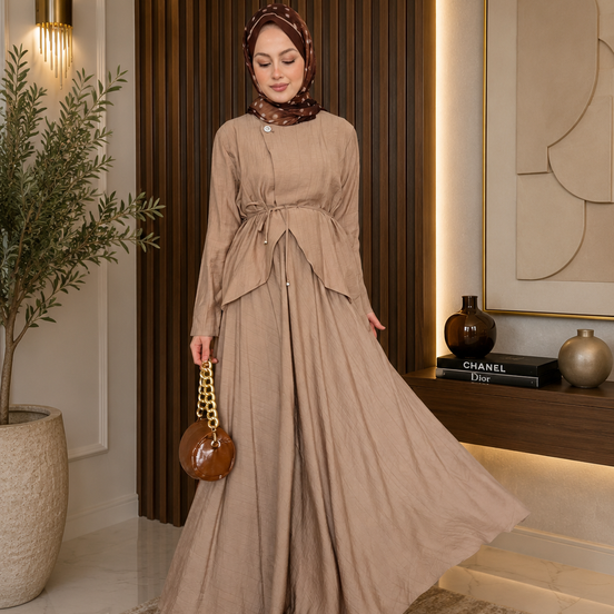 Taupe Maxi Skirt Set