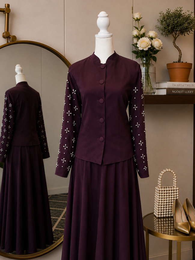 Burgundy Midnight Plum Skirt Set