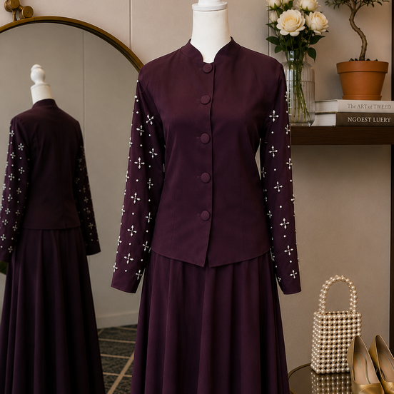 Burgundy Midnight Plum Skirt Set