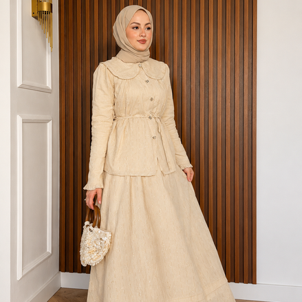 Vanilla Cream Textured Skirt Set