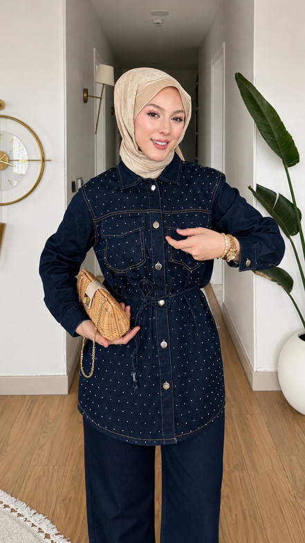 Premium Embellished Denim two-pieces Set