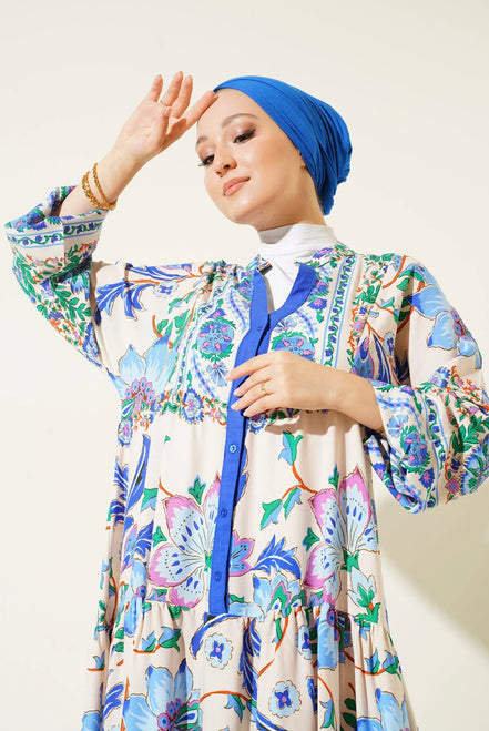 Summer Floral Patterned Hijab Dress