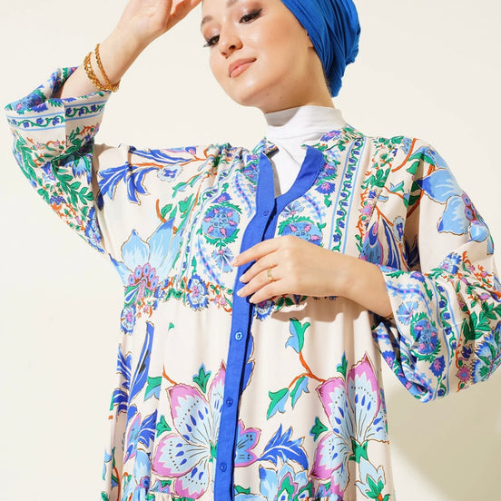 Summer Floral Patterned Hijab Dress