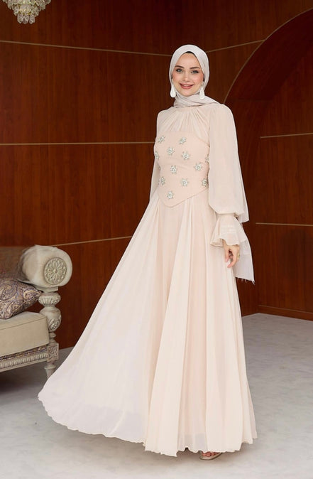 Stone Detail Evening Dress