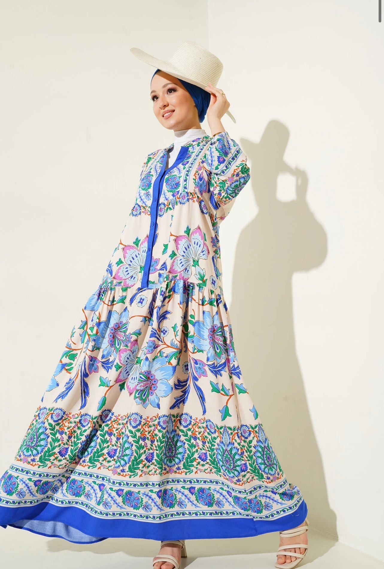 Summer Floral Patterned Hijab Dress