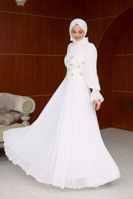 Stone Detail Evening Dress