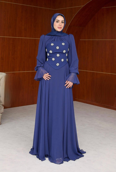 Stone Detail Evening Dress