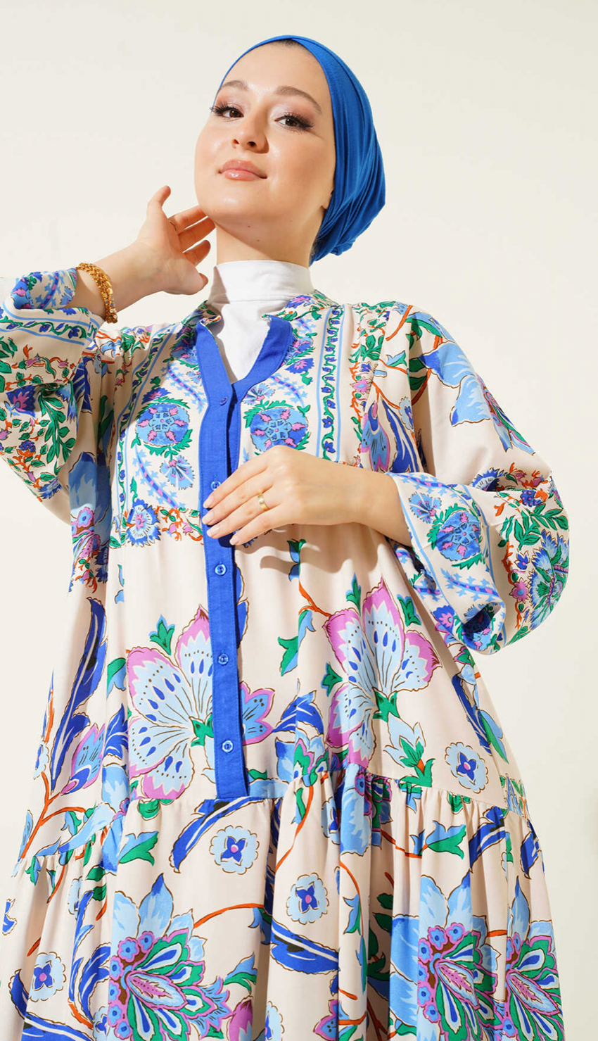 Summer Floral Patterned Hijab Dress