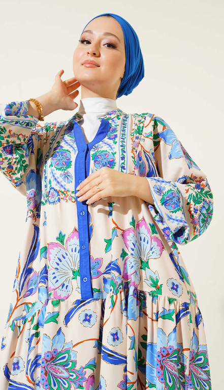 Summer Floral Patterned Hijab Dress