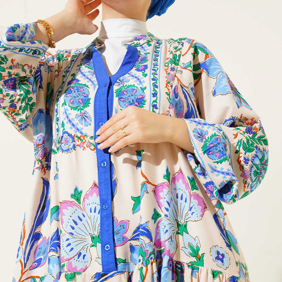 Summer Floral Patterned Hijab Dress