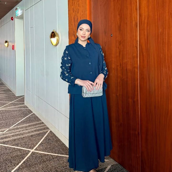 Navy Blue Midnight Plum Skirt Set
