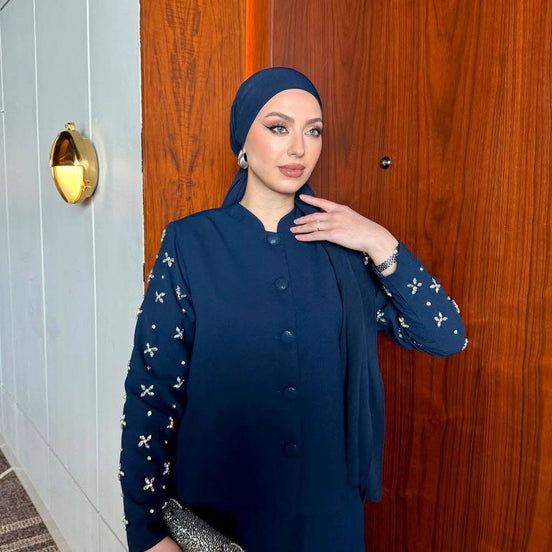 Navy Blue Midnight Plum Skirt Set