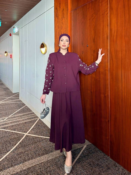 Burgundy Midnight Plum Skirt Set