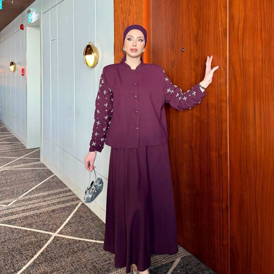 Burgundy Midnight Plum Skirt Set