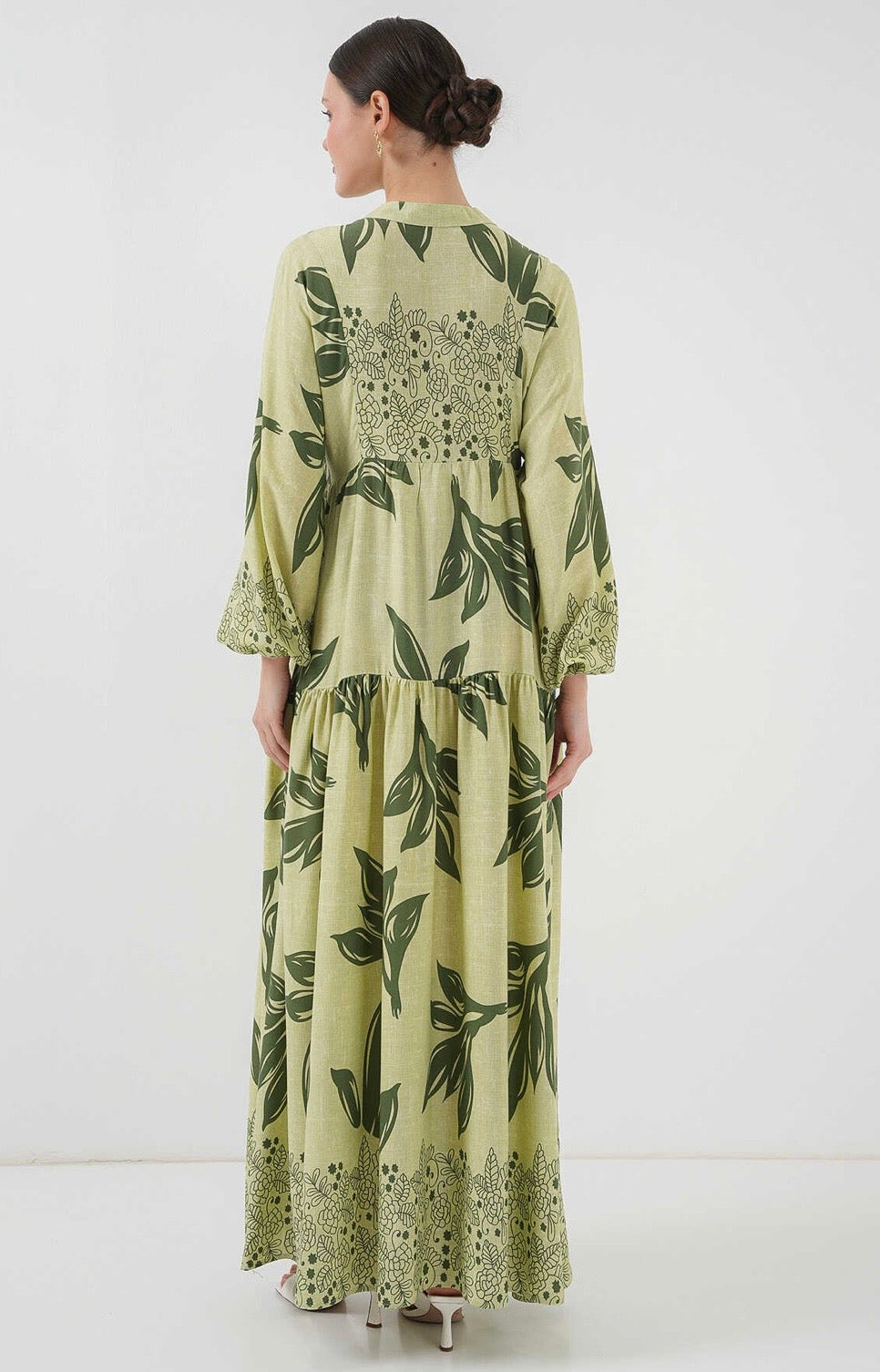 Summer Leaves Patterned Hijab Dress