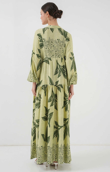 Summer Leaves Patterned Hijab Dress