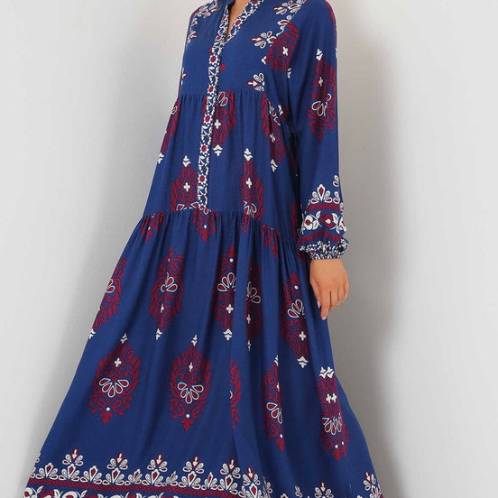 Royal Blue Tiered Boho Summer Hijab Dress