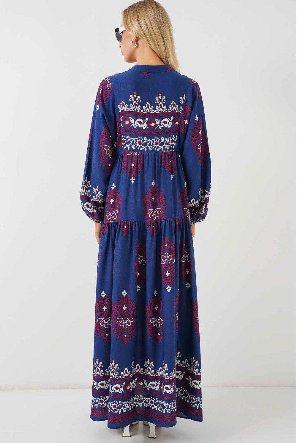 Royal Blue Tiered Boho Summer Hijab Dress