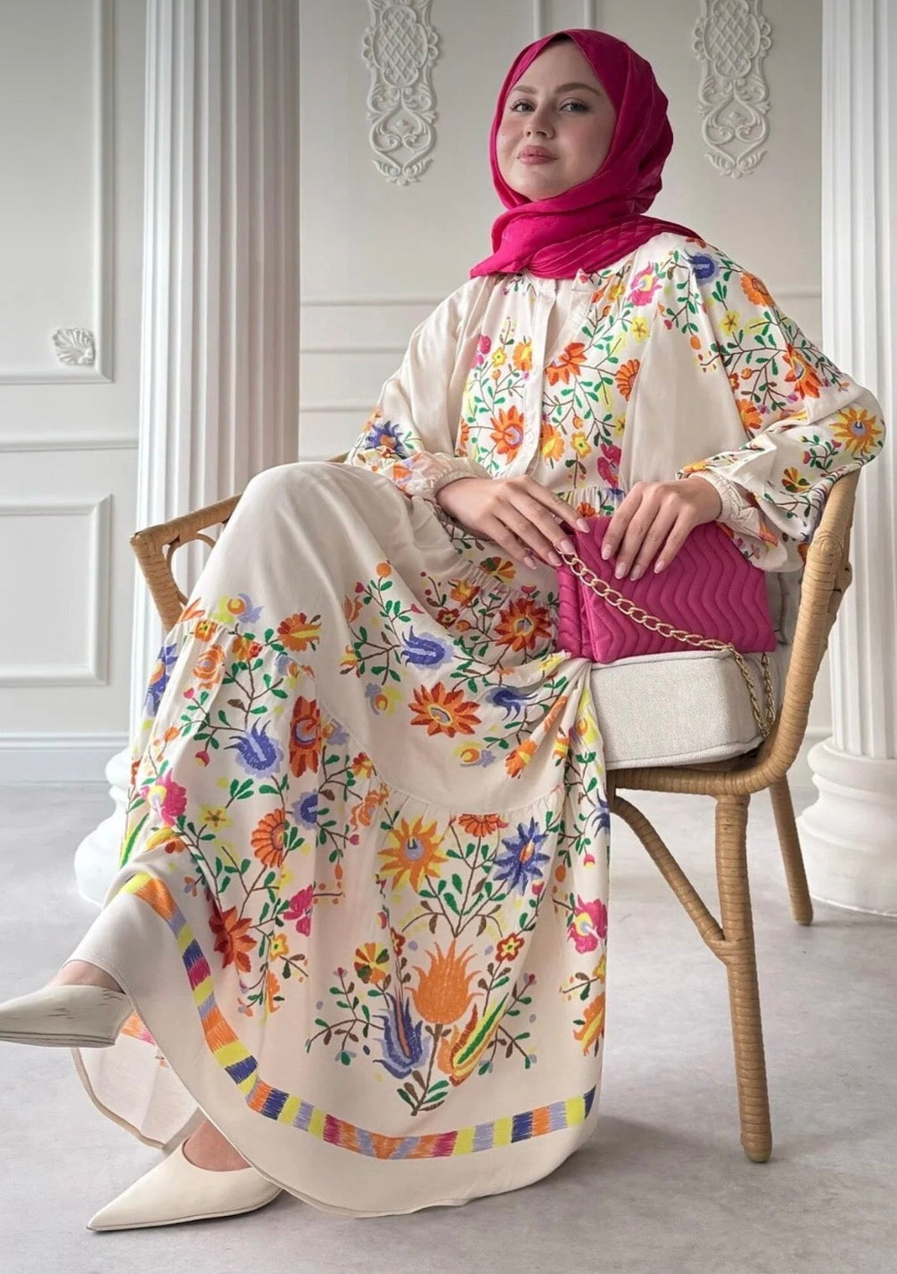 Summer Floral Patterned Hijab Dress