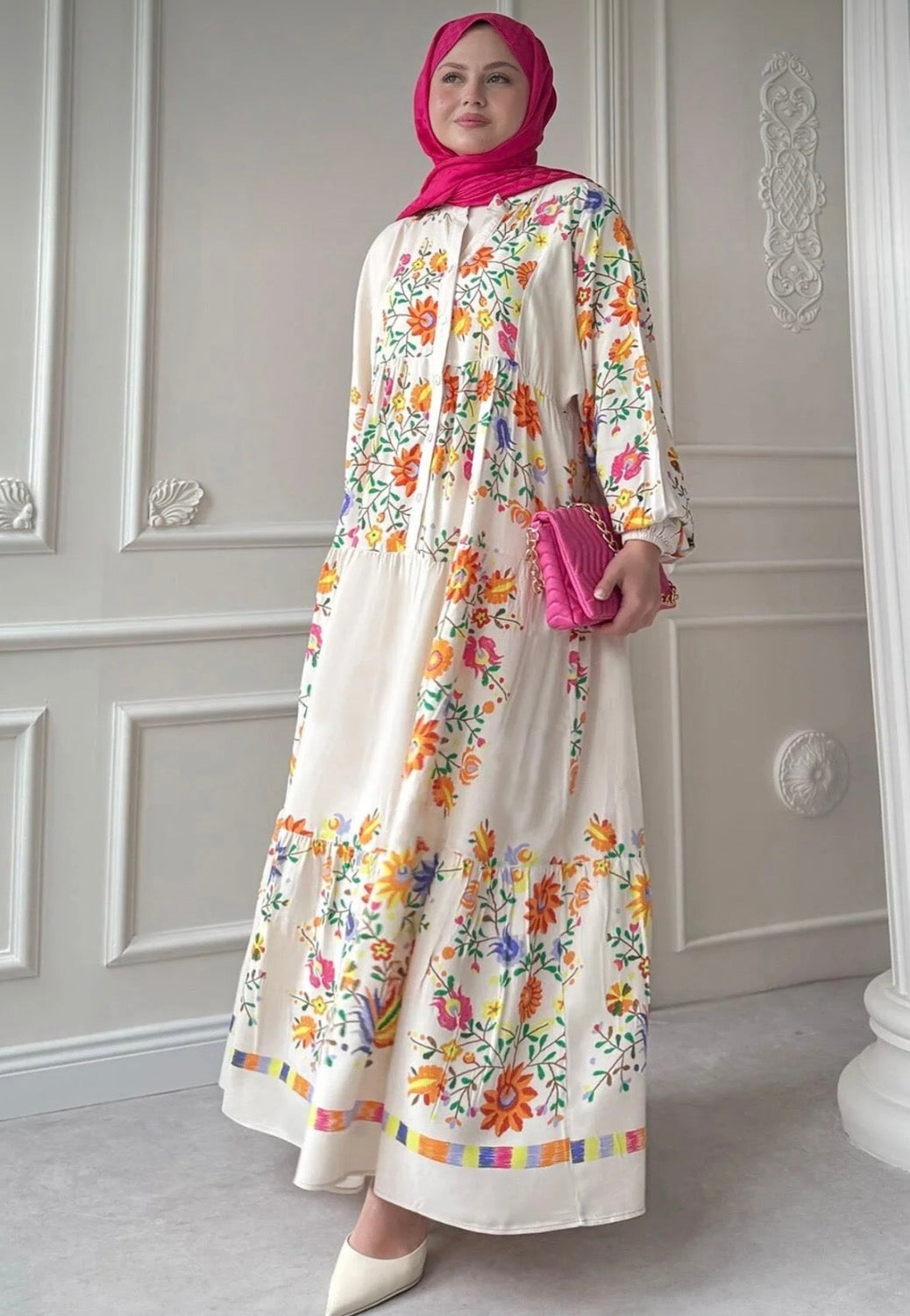 Summer Floral Patterned Hijab Dress
