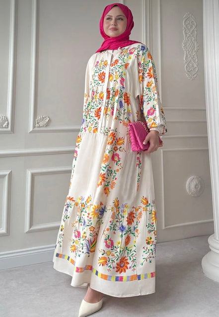 Summer Floral Patterned Hijab Dress