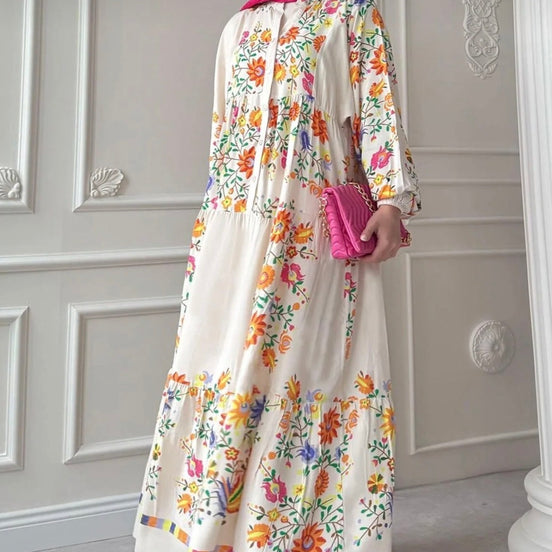 Summer Floral Patterned Hijab Dress