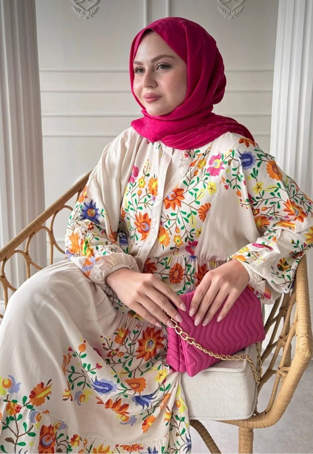 Summer Floral Patterned Hijab Dress
