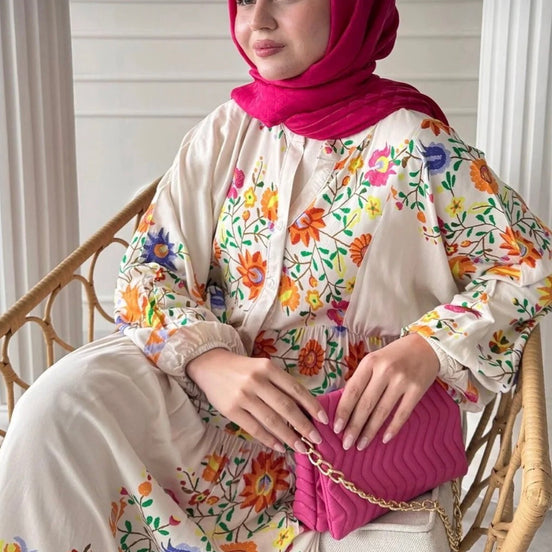 Summer Floral Patterned Hijab Dress
