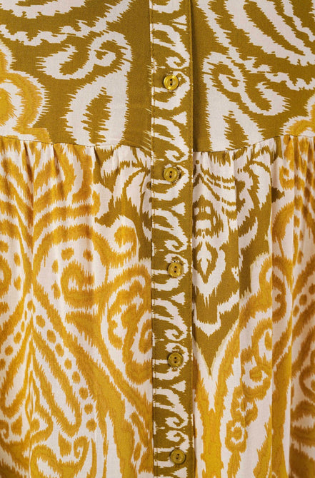 Mustard Boho-Chic Tiered Summer Hijab Dress