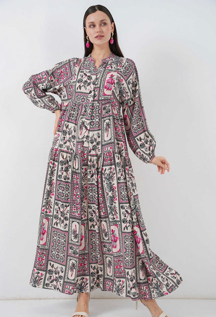 Summer Floral Patterned Hijab Dress