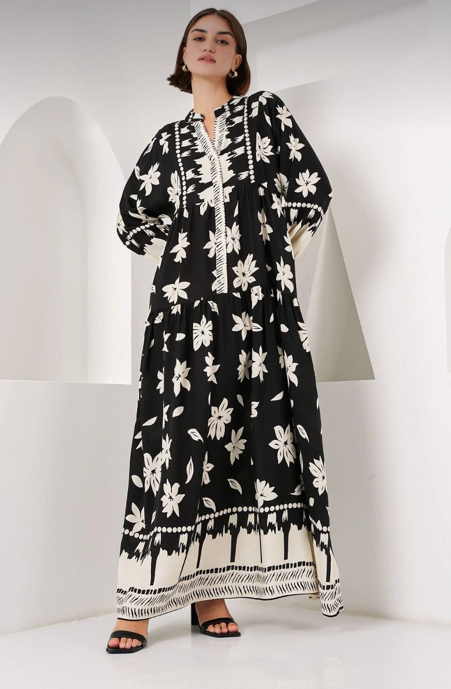 Summer Floral Patterned Hijab Dress