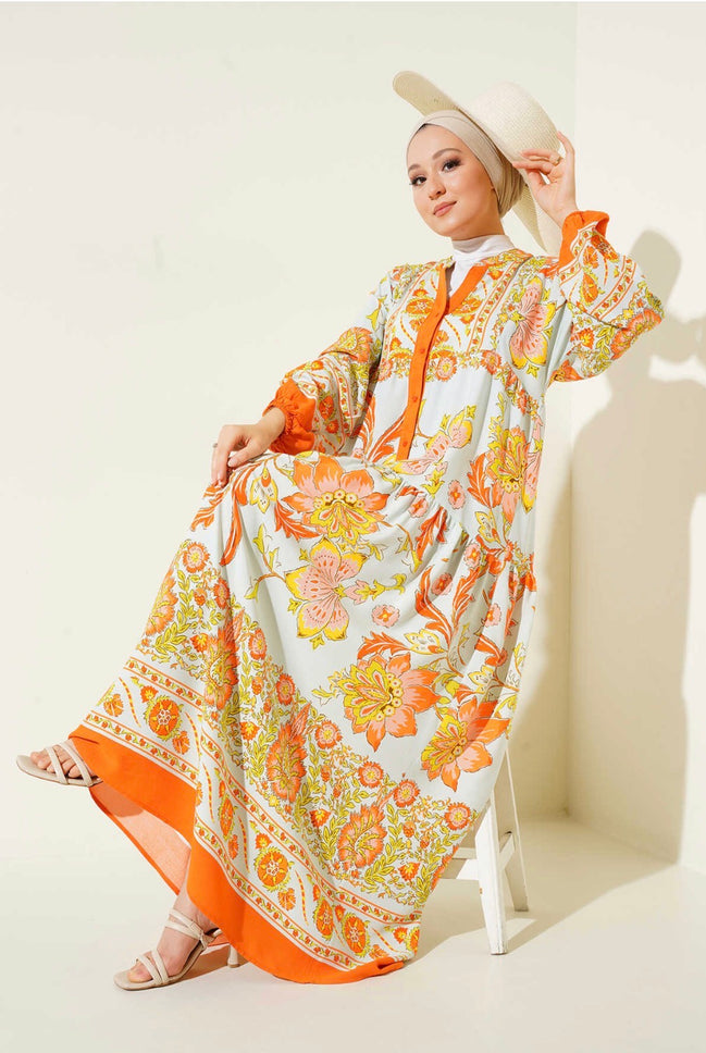 Summer Floral Patterned Hijab Dress
