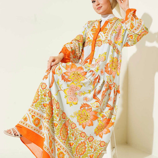 Summer Floral Patterned Hijab Dress
