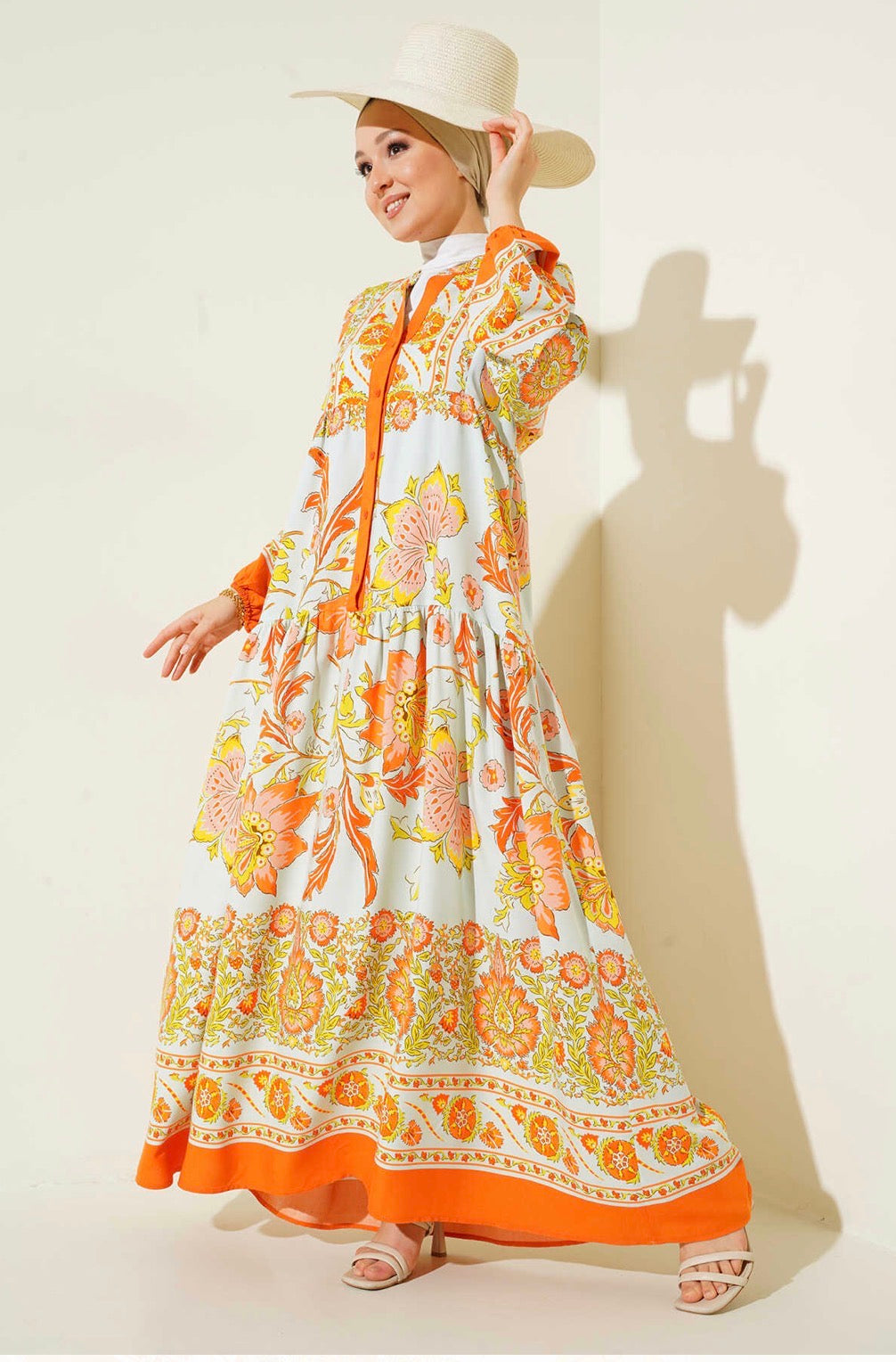Summer Floral Patterned Hijab Dress
