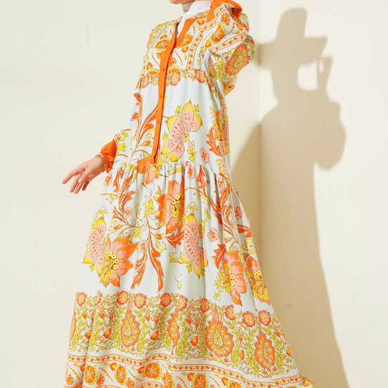 Summer Floral Patterned Hijab Dress