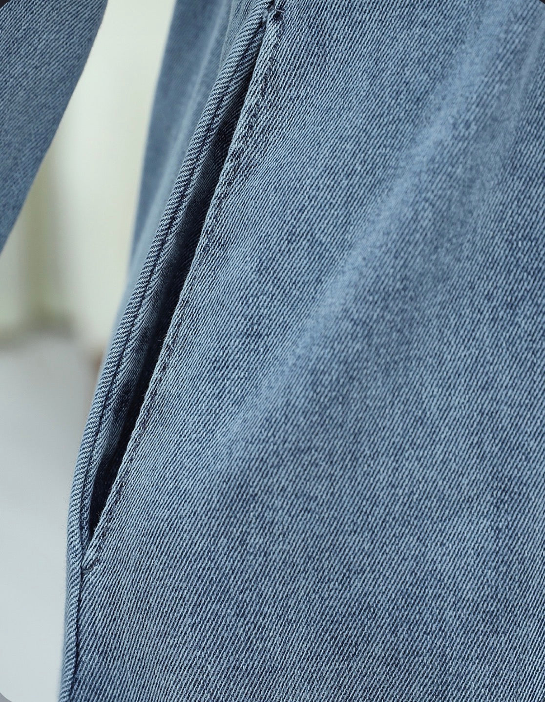 Long Denim Dress with Elastic Waistband and Button Closure - Ice Blue