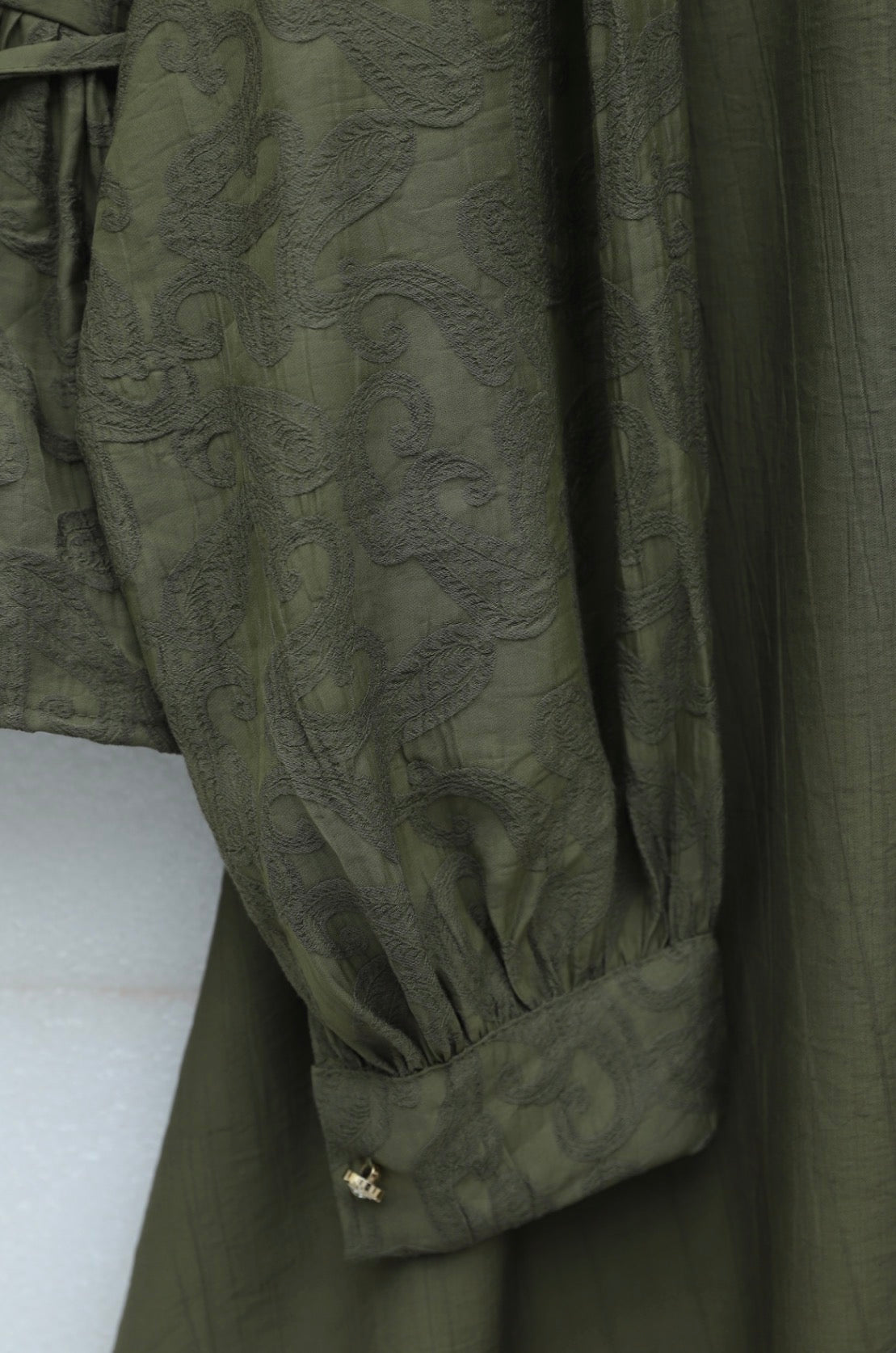 Jacquard Suit with Stone Embellished Buttoned Waistband and Skirt