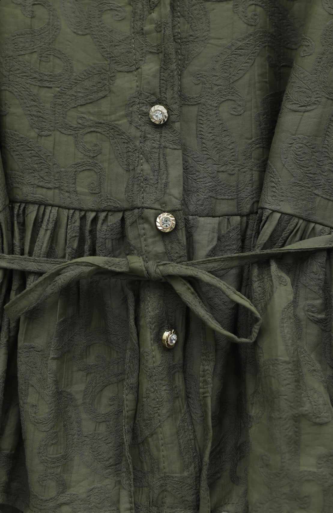 Jacquard Suit with Stone Embellished Buttoned Waistband and Skirt