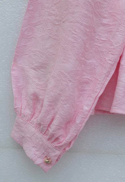 Dusty Pink Jacquard Peplum Skirt Set