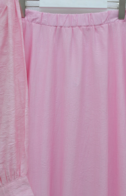 Dusty Pink Jacquard Peplum Skirt Set