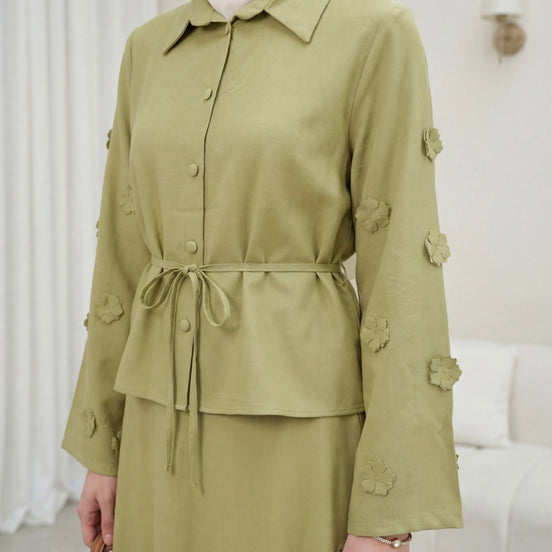 Olive Blossom Skirt set